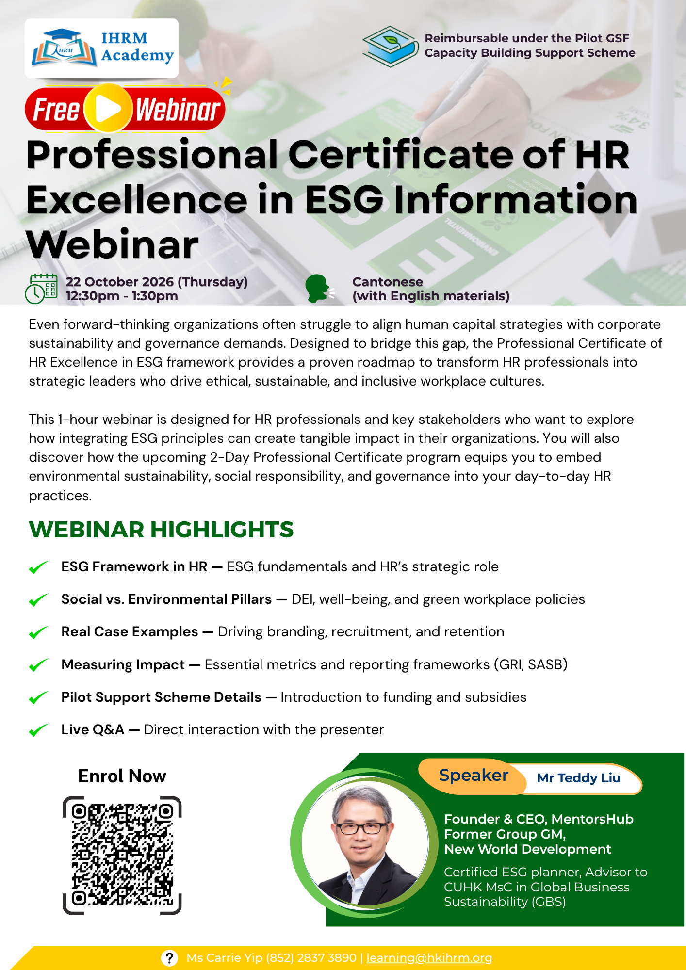 Professional Certificate of HR Excellence in ESG Information Webinar - Image 2